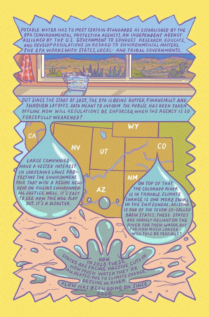Loosened regulations regarding the EPA spell trouble or U.S. water quality. Basin states are dependent on the Colorado River, which is affected by climate change.